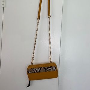 Burnt yellow cross body wallet
